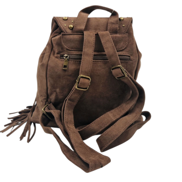 Велурена дамска раница с ресни и метални нитове – бохо стил и практичност 21