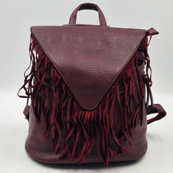 Дамска раница от еко кожа с ресни – бохо стил, удобство и обем (36×30×16 см) 6