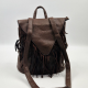 Дамска раница от еко кожа с ресни – бохо стил, удобство и обем (36×30×16 см) 9