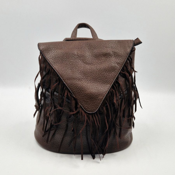 Дамска раница от еко кожа с ресни – бохо стил, удобство и обем (36×30×16 см)