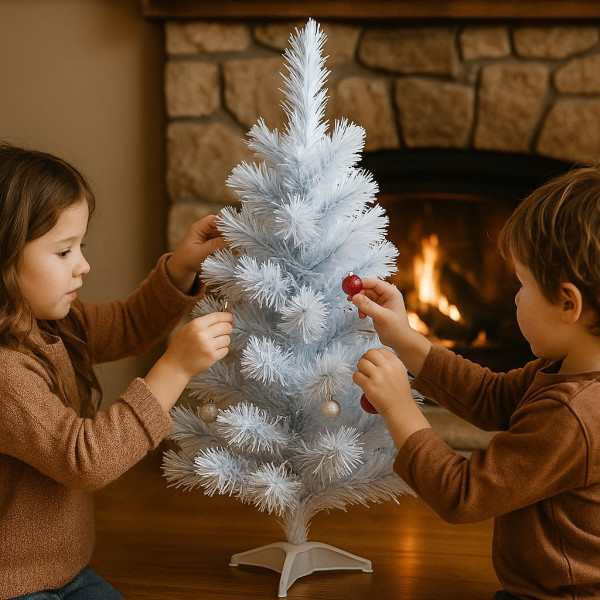 Елегантна снежнобяла елха 60 см – Стилна празнична декорация