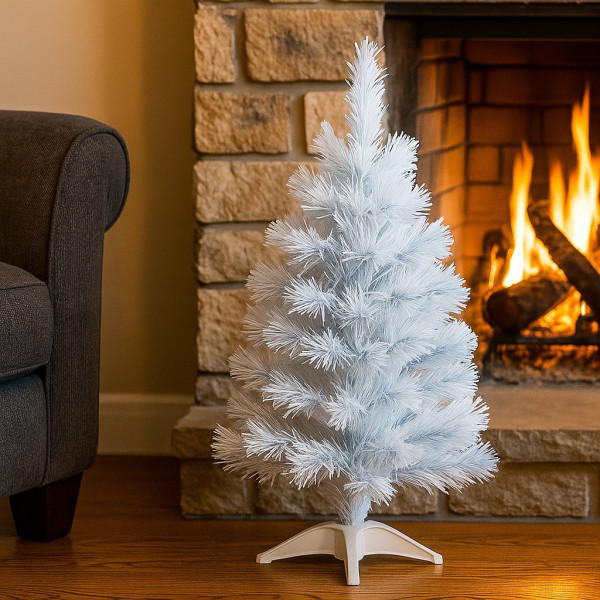 Елегантна снежнобяла елха 60 см – Стилна празнична декорация 1