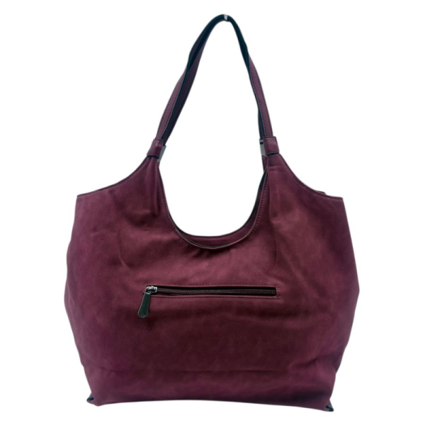 Дамска чанта от еко велур и кожа – елегантен и практичен модел (бордо)