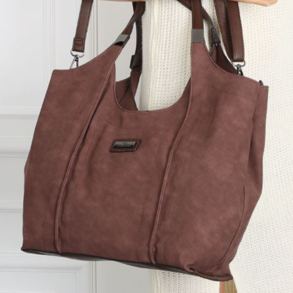 Дамска чанта от еко велур и кожа – елегантен и практичен модел (бордо) 12