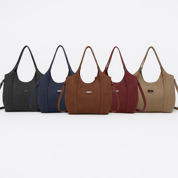 Дамска чанта от еко велур и кожа – елегантен и практичен модел (бордо)