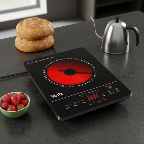 Котлон Voltz OV51445M, 2000W, Кристална плоча с инфрачервен нагревател, 28х36см, LED екран, Таймер