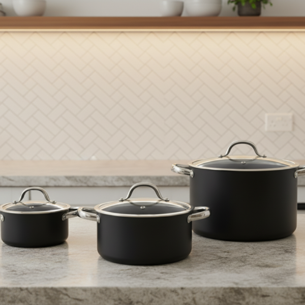 Алуминиева тенджера с мраморно покритие и капак – здравословно готвене без загаряне 5V4418N24D-22D-20D 5