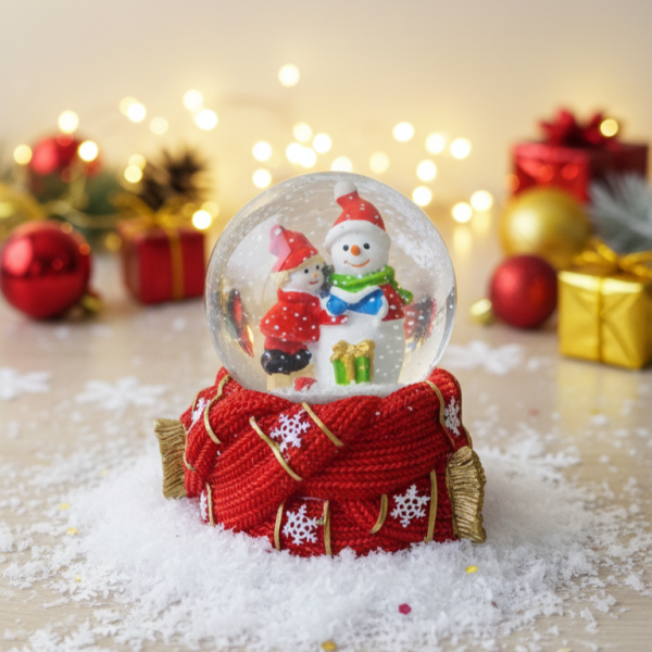 Празнична стъклена снежна топка 12х8 см – идеален коледен подарък