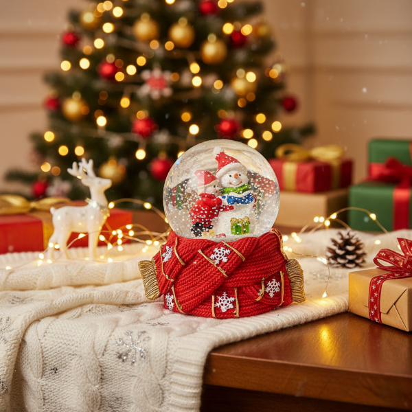 Празнична стъклена снежна топка 12х8 см – идеален коледен подарък