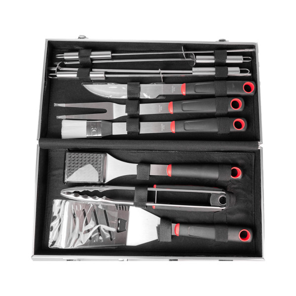 Луксозен комплект от 11 инструмента за барбекю в алуминиев куфар 2