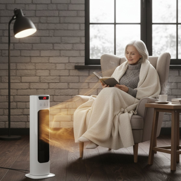 Вертикален керамичен отоплител с дистанционно и защита от прегряване 5