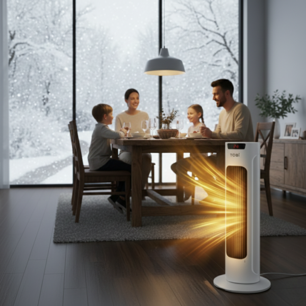 Вертикален керамичен отоплител с дистанционно и защита от прегряване