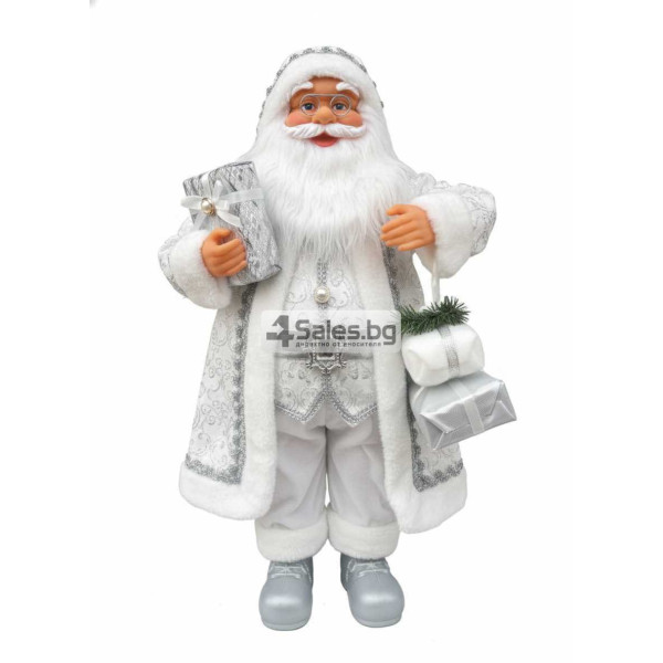 Дядо Коледа в сребристо – празнична фигура, която носи магия и уют у дома (50 / 70 / 90 см)