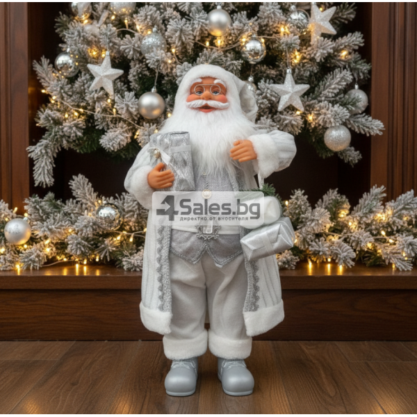 Дядо Коледа в сребристо – празнична фигура, която носи магия и уют у дома (50 / 70 / 90 см) 6