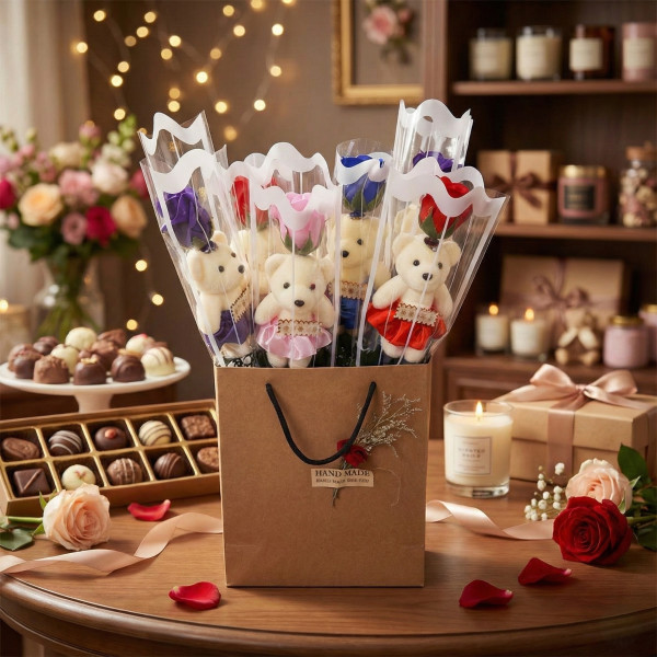 Комплект за подарък - роза и мече 2