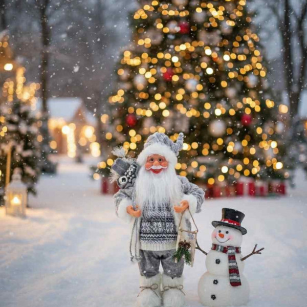 Декоративен Дядо Коледа в сиво – уют, топлина и празничен дух у дома (50 / 70 / 90 см) 1