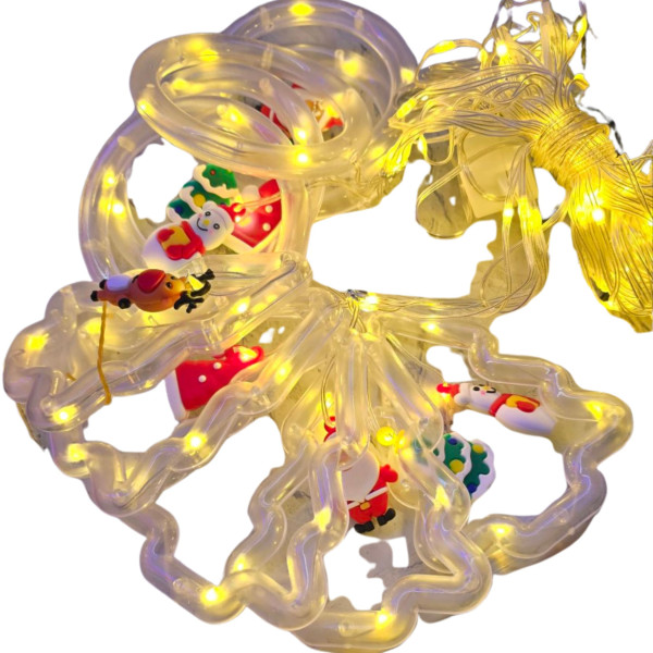 Светещ коледен гирлянд с рингове и малки коледни фигурки SD50