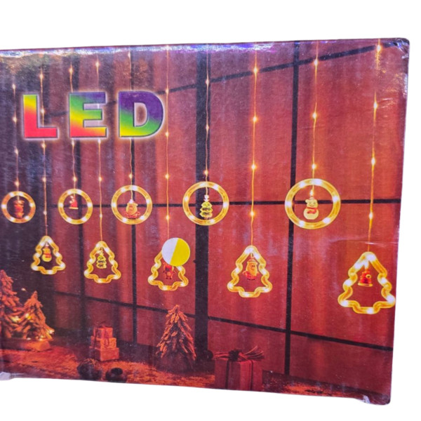 Светещ коледен гирлянд с рингове и малки коледни фигурки SD50 11