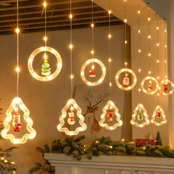 Светещ коледен гирлянд с рингове и малки коледни фигурки SD50