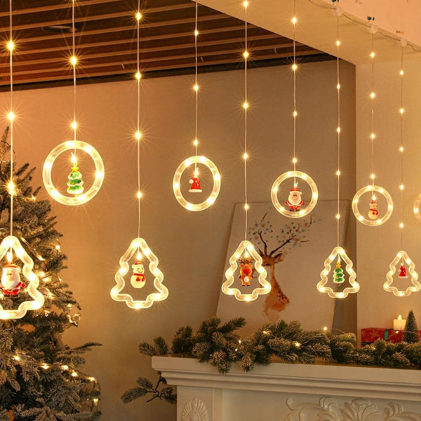 Светещ коледен гирлянд с рингове и малки коледни фигурки SD50 3