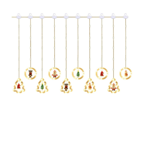 Светещ коледен гирлянд с рингове и малки коледни фигурки SD50