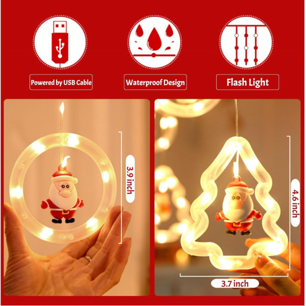 Светещ коледен гирлянд с рингове и малки коледни фигурки SD50