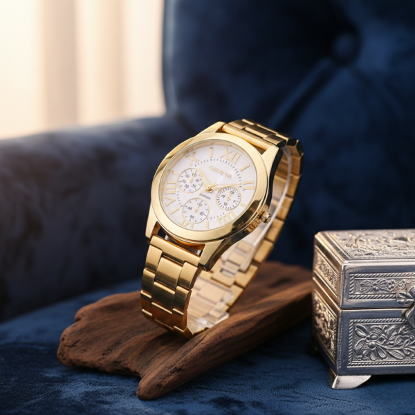 Дамски ръчен часовник с кръгъл циферблат в златен цвят WW31 6