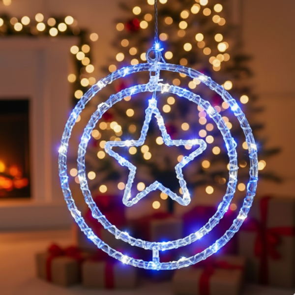 Въртяща се LED Коледна Декорация – Магически светлинен ринг за празничен уют 3