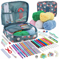 Комплект аксесоари за плетене, 107 части, 14 алуминиеви куки – Пълен сет за начинаещи и напреднали