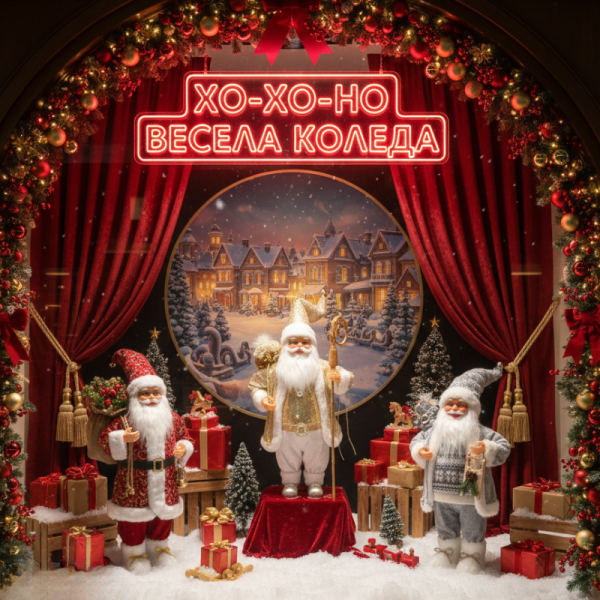 Комплект 3бр коледни фигурки Дядо Коледа – 50 см – Ръчно изработени луксозни комплекти