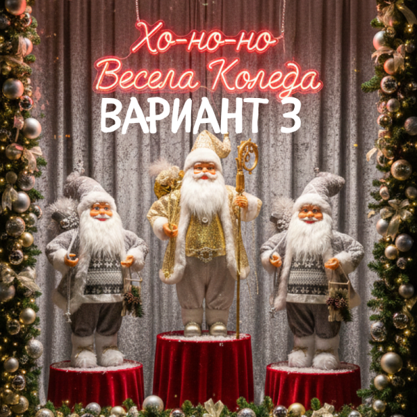 Комплект 3бр коледни фигурки Дядо Коледа – 50 см – Ръчно изработени луксозни комплекти