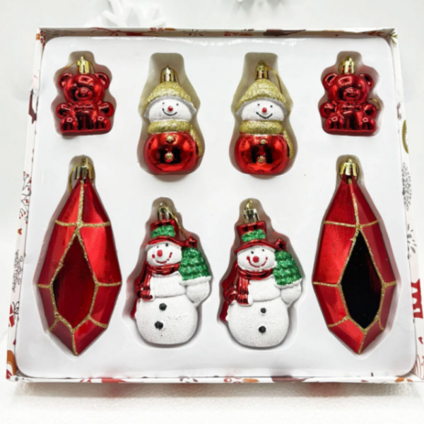 Коледен комплект украса 8 броя – Червени и бели висулки  Premium Collection 10