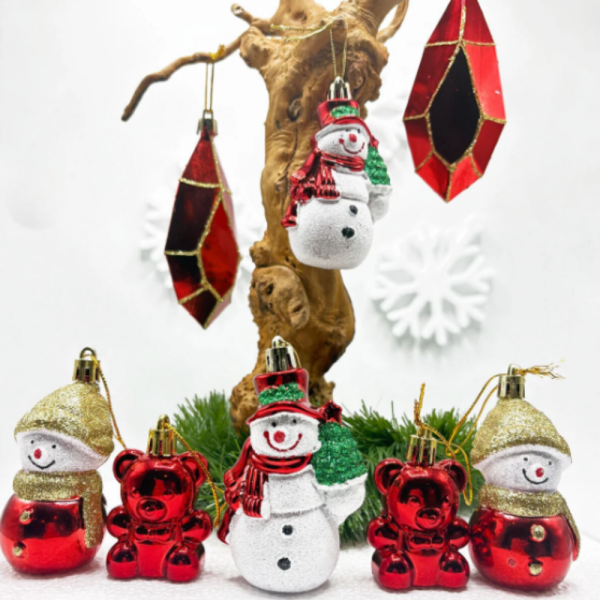 Коледен комплект украса 8 броя – Червени и бели висулки  Premium Collection