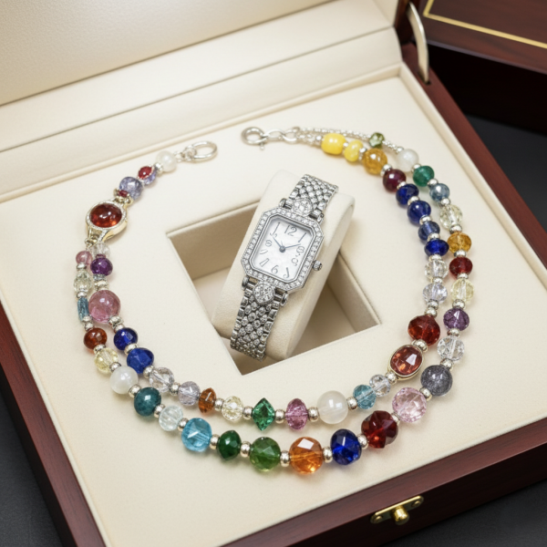 Елегантен часовник с двойна гривна – стил и блясък в едно