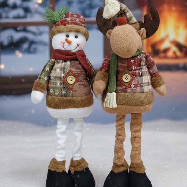 Голяма коледна играчка  Елен, Снежен човек или дядо Коледа - разтягаща до 50см