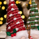 Светеща коледна играчка – Декорация с LED осветление и плетена шапка 5