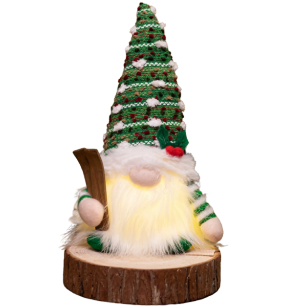 Светеща коледна играчка – Декорация с LED осветление и плетена шапка