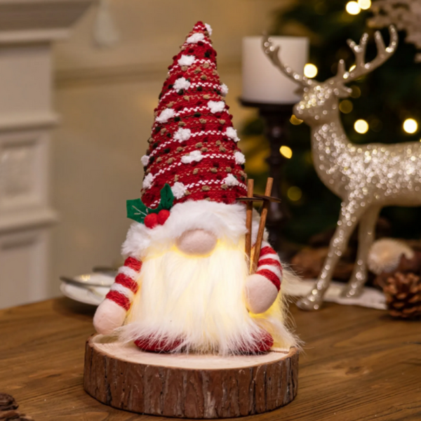 Светеща коледна играчка – Декорация с LED осветление и плетена шапка 6