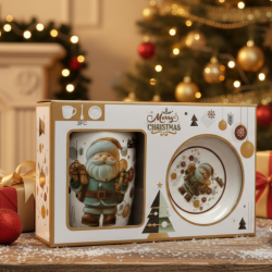 Коледна керамична чаша с капак и лъжица – уют за всяка сутрин