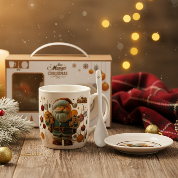Коледна керамична чаша с капак и лъжица – уют за всяка сутрин 4