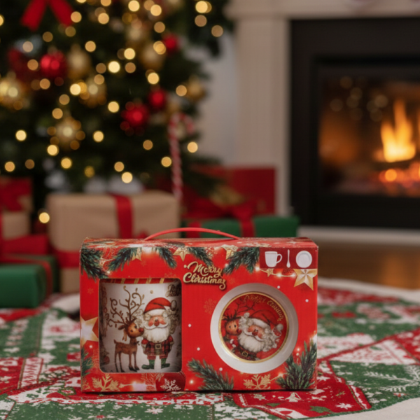 Премиум коледен подаръчен сет – керамична чаша с аксесоари