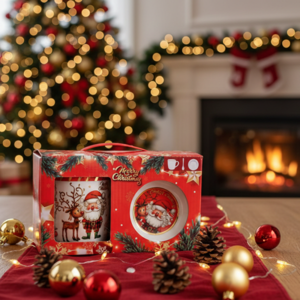 Премиум коледен подаръчен сет – керамична чаша с аксесоари