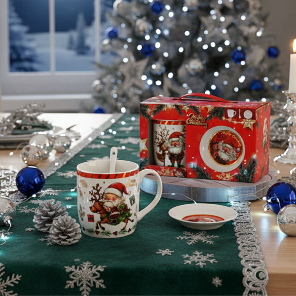 Премиум коледен подаръчен сет – керамична чаша с аксесоари 2