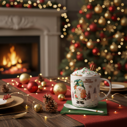 Празничен комплект чаша + лъжичка в луксозна кутия – Merry Christmas