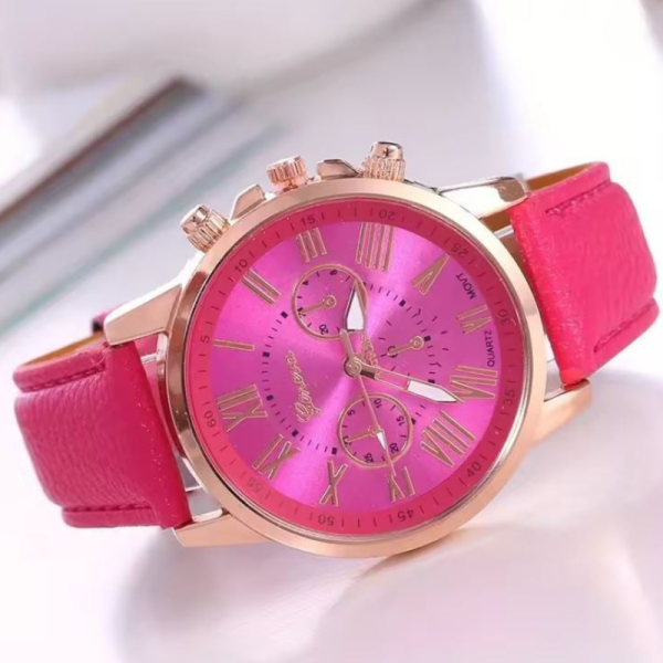 Дамски кварцов часовник с кожена верижка, различни цветове WW21 4
