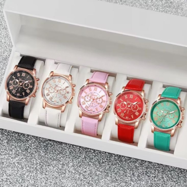 Дамски кварцов часовник с кожена верижка, различни цветове WW21 1