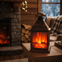 LED Камина-фенер с ефект на тлеещи въглени