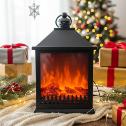 LED Декоративен фенер-камина – Реалистичен пламък за Коледа и зимен уют