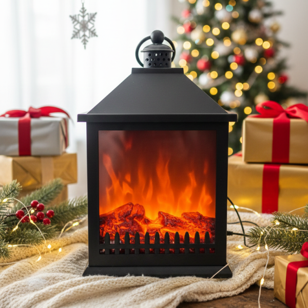 LED Декоративен фенер-камина – Реалистичен пламък за Коледа и зимен уют