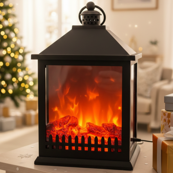 LED Декоративен фенер-камина – Реалистичен пламък за Коледа и зимен уют